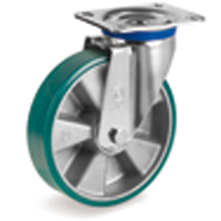 Tellure Rota 624516 — Roues en polyuréthane TR-ROLL, corps en aluminium, monture pivotante à platine M — 624516 | Tellure Rota