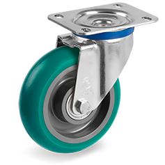 Tellure Rota 624534 — Roues en polyuréthane 'TR-Roll' avec profil ergonomique bombé, corps en polyamide 6, monture pivotante M — 624534 | Tellure Rota