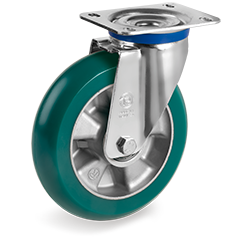 Tellure Rota 624604 — Ruote in poliuretano 'TR Roll' con profilo bombato ergonomico, nucleo in alluminio, supporto rotante medio (M)