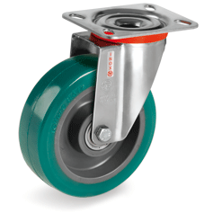 Tellure Rota 625122 — Ruedas de poliuretano TR-ROLL, núcleo de poliamida 6, soporte giratorio pletina NLX — 625122 | Tellure Rota