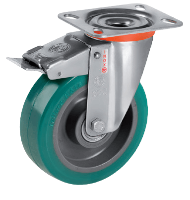 Tellure Rota 625334 — Ruote in poliuretano TR-ROLL, nucleo in poliammide 6, supporto rotante piastra NLX freno anteriore — 625334 | Tellure Rota