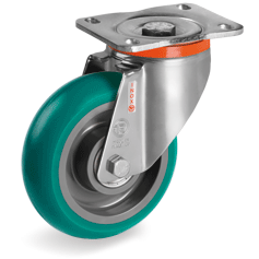 Tellure Rota 625424 — Ruote in poliuretano 'TR Roll' con profilo bombato ergonomico, nucleo in poliammide 6, supporto rotante tipo PX — 625424 | Tellure Rota