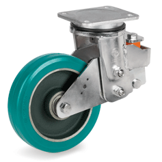 Tellure Rota 625706 — Roues en polyuréthane TR-ROLL, corps en fonte mecanique, monture pivotante à platine à suspension EES MHD — 625706 | Tellure Rota