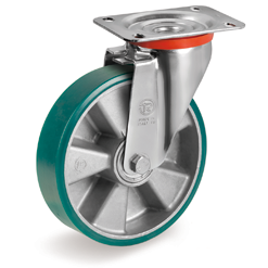 Tellure Rota 625956 — Ruedas de poliuretano TR-ROLL, núcleo de aluminio, soporte giratorio pletina NL