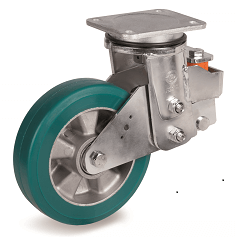 Tellure Rota 626304 — Roues en polyuréthane TR-ROLL, corps en aluminium, monture pivotante à platine à suspension EES MHD — 626304 | Tellure Rota