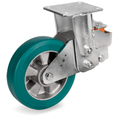 Tellure Rota 626406 — Ruote in poliuretano TR-ROLL, nucleo in alluminio, supporto fisso molleggiato EES MHD