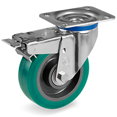 Tellure Rota 627444 — Roues en polyuréthane 'TR-Roll', corps en polyamide 6, monture pivotante M avec blocage — 627444 | Tellure Rota