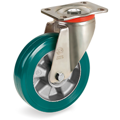 Tellure Rota 627603 — Roues en polyuréthane TR-ROLL, corps en aluminium, monture pivotante à platine P