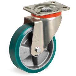 Tellure Rota 627633 — TR-ROLL Polyurethan-Räder, Alukern, Lenkrolle mit Platte P — 627633 | Tellure Rota
