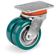 Tellure Rota 628063 — Roues en polyuréthane TR-ROLL, corps en aluminium, monture pivotante à platine EEG MHD — 628063 | Tellure Rota