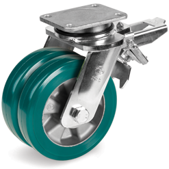 Tellure Rota 628276 — Roues en polyuréthane TR-ROLL, corps en aluminium, monture pivotante à platine EEG MHD avec frein posterieur — 628276 | Tellure Rota