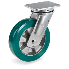 Tellure Rota 628314 — Roues en polyuréthane TR-ROLL, corps en aluminium, monture pivotante à platine EE MHD — 628314 | Tellure Rota