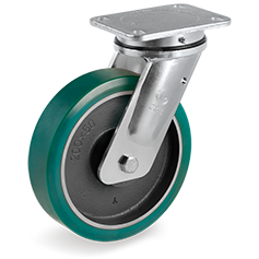 Tellure Rota 628316 — Roues en polyurethane TR-Roll, corps en fonte mecanique, monture pivotante à platine EE MHD — 628316 | Tellure Rota