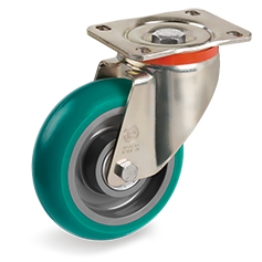 Tellure Rota 629313 — Ruote in poliuretano 'TR Roll' con profilo bombato ergonomico, nucleo in poliammide 6, supporto rotante tipo P