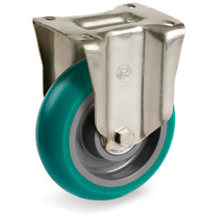 Tellure Rota 629413 — Ruote in poliuretano 'TR Roll' con profilo bombato ergonomico, nucleo in poliammide 6, supporto fisso tipo P-PT — 629413 | Tellure Rota