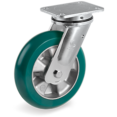 Tellure Rota 629604 — 'TR Roll' Polyurethanräder mit extra dickem, leicht balligem Laufbelag und Aluminium Felge, elektrogeschweißte (EE MHD) Lenkrolle — 629604 | Tellure Rota