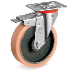 Tellure Rota 635452 — Ruote in poliuretano Vulkollan®, nucleo in ghisa meccanica, supporto rotante piastra NL freno anteriore — 635452 | Tellure Rota