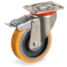 Tellure Rota 644852 — Ruote in poliuretano 'TR', nucleo in ghisa, supporto rotante piastra P freno anteriore — 644852 | Tellure Rota