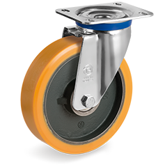 Tellure Rota 644964 — Ruote in poliuretano 'TR', nucleo in ghisa, supporto rotante piastra M — 644964 | Tellure Rota