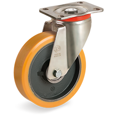 Tellure Rota 645864 — Roues en polyuréthane «TR», corps en fonte, monture pivotante à platine P — 645864 | Tellure Rota