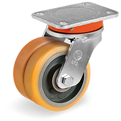 Tellure Rota 648062 — TR Polyurethan-Räder, Gußeisenkern, Lenkrolle mit Platte EEG MHD — 648062 | Tellure Rota