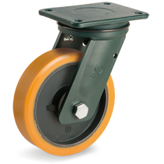 Tellure Rota 648310 — Ruote in poliuretano TR, nucleo in ghisa meccanica, supporto rotante piastra EE EHD — 648310 | Tellure Rota