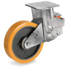 Tellure Rota 649408 — Ruote in Poliuretano TR, nucleo in ghisa meccanica, supporto fisso molleggiato EES MHD — 649408 | Tellure Rota