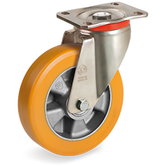 Tellure Rota 655305 — Ruote in poliuretano 'TR' ad alto spessore, nucleo in alluminio, supporto rotante piastra P — 655305 | Tellure Rota