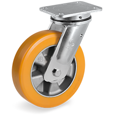 Tellure Rota 655605 — 'TR' Polyurethan-Räder, extra dicker Laufbelag, Alukern,geferdete Lenkrolle mit Platte EE MHD — 655605 | Tellure Rota