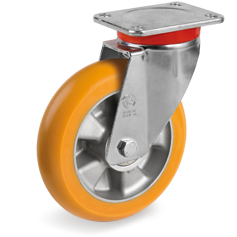 Tellure Rota 655926 — TR Polyurethanräder mit extra dickem, leicht balligem Laufbelag und Aluminium Felge, extraschwere (EP) Lenkrolle — 655926 | Tellure Rota