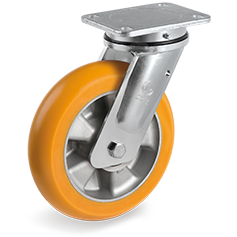 Tellure Rota 655933 — Roues en polyuréthane TR avec profil ergonomique bombé, corps en aluminium, monture pivotante electrosoudée (EE MHD) — 655933 | Tellure Rota