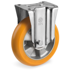 Tellure Rota 656006 — TR Polyurethanräder mit extra dickem, leicht balligem Laufbelag und Aluminium Felge, mittelschwere (M) Bockrolle — 656006 | Tellure Rota