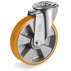 Tellure Rota 656406 — Ruote in poliuretano 'TR', nucleo in alluminio, supporto rotante foro passante NL