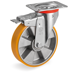 Tellure Rota 656502 — Ruote in poliuretano 'TR', nucleo in alluminio, supporto rotante piastra NL freno anteriore — 656502 | Tellure Rota