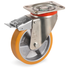 Tellure Rota 656602 — Ruote in poliuretano 'TR', nucleo in alluminio, supporto rotante piastra P freno anteriore