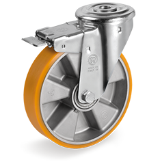 Tellure Rota 656803 — Ruote in poliuretano 'TR', nucleo in alluminio, supporto rotante foro passante NL freno anteriore