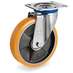 Tellure Rota 657214 — Räder aus Polyurethan 'TR', Gusseisenkern, Lenkrolle mit Platte M — 657214 | Tellure Rota
