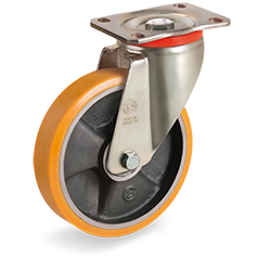 Tellure Rota 657408 — Ruote in poliuretano 'TR', nucleo in ghisa, supporto rotante piastra P