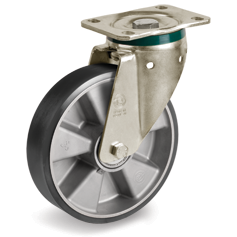 Tellure Rota 657554ESD — Ruote in poliuretano ESD 'TR', resistenza elettrica <10^9 Ohm, nucleo in alluminio, supporto rotante piastra PT