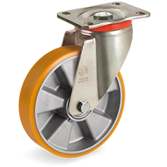 Tellure Rota 657603 — Ruote in poliuretano 'TR', nucleo in alluminio, supporto rotante piastra P — 657603 | Tellure Rota