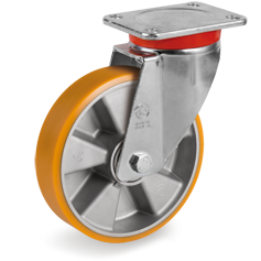 Tellure Rota 657803 — Ruote in poliuretano 'TR', nucleo in alluminio, supporto rotante piastra EP — 657803 | Tellure Rota