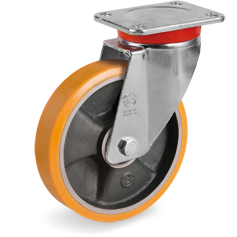Tellure Rota 657806 — Ruote in poliuretano 'TR', nucleo in ghisa, supporto rotante piastra EP — 657806 | Tellure Rota