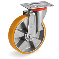 Tellure Rota 659306 — Ruote in poliuretano 'TR', nucleo in alluminio, supporto rotante piastra NL — 659306 | Tellure Rota