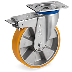 Tellure Rota 659706 — Räder aus Polyurethan 'TR', Alukern, Lenkrolle mit Platte M, Vorderbremse — 659706 | Tellure Rota