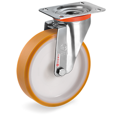 Tellure Rota 664406 — Ruote in poliuretano 'TR', nucleo in poliammide, supporto rotante piastra NLX — 664406 | Tellure Rota