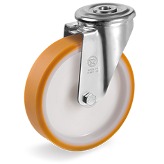 Tellure Rota 667801 — Roues en polyuréthane «TR», corps en polyamide, monture pivotante à trou passant NL — 667801 | Tellure Rota