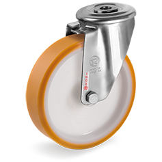 Tellure Rota 668003 — Roues en polyuréthane «TR», corps en polyamide, monture pivotante à trou passant NLX — 668003 | Tellure Rota
