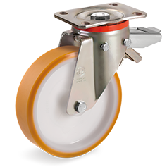 Tellure Rota 669005 — Ruedas en poliuretano TR, núcleo en poliamida 6, soporte giratorio pletina P con freno registrable