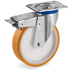 Tellure Rota 669206 — Roues en polyuréthane «TR», corps en polyamide, monture pivotante à trou passant M frein antérieur — 669206 | Tellure Rota