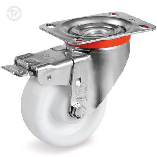 Tellure Rota 686813 — Roues monolithiques en polyamide 6 pour charges élevées, monture pivotante à platine NL frein antérieur — 686813 | Tellure Rota